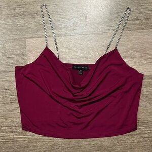 Cowl Neck Tank with Crystal Straps